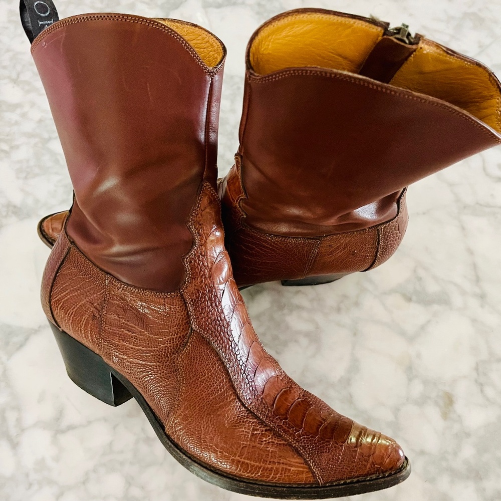 Sartore Ostrich Leather Cowboy Boot